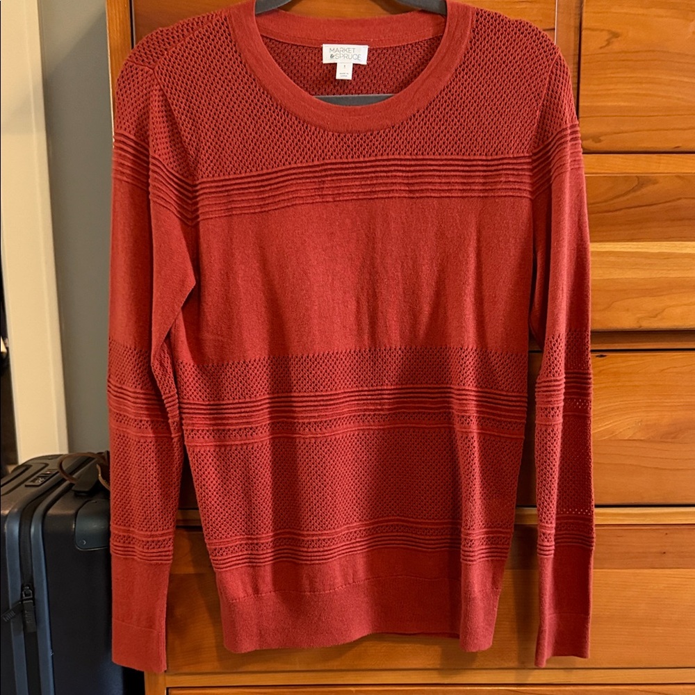 Market & Spruce Women's Red Crew Neck Sweater